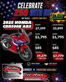 New 2025 Honda CBR500R ABS 