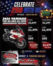 New 2026 Yamaha YZF-R3 ABS CA 70TH ANNIVERSARY EDITION 