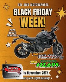 New 2025 Ducati Monster  in a DARK STEALTH exterior color. Del Amo Motorsports of Redondo Beach (424) 390-7811 delamomotorsports.com 