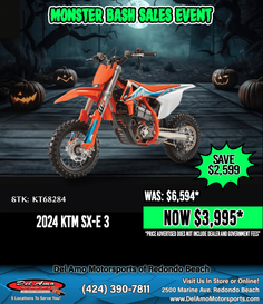 2024 KTM SX-E 3  in a ORANGE exterior color. Del Amo Motorsports of Redondo Beach (424) 304-1660 delamomotorsports.com 