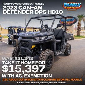 2023 CAN-AM DEFENDER DPS HD10 TIMELESS BLACK in a BLACK exterior color. Family PowerSports (877) 886-1997 familypowersports.com 
