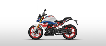 2023 BMW G 310 R in a Polar White / Racing Blue Metallic exterior color. BMW Motorcycles of Jacksonville (904) 375-2921 bmwmcjax.com 