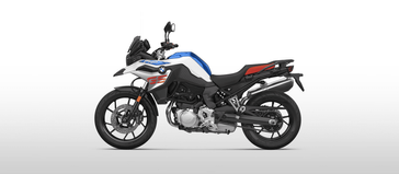 2023 BMW F 750 GS in a LIGHT WHITE / RACING BLUE / RACING RED exterior color. Cross Country Cycle 201-288-0900 crosscountrycycle.net 