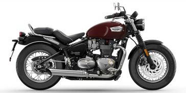 2024 Triumph Bonneville Speedmaster in a Cordovan Red exterior color. New England Powersports 978 338-8990 pixelmotiondemo.com 