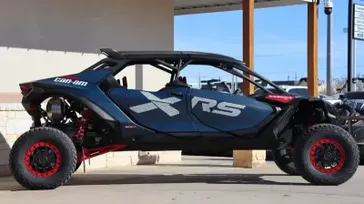 2025 CAN-AM MAVERICK R MAX X RS WITH SMARTSHOX 999T DCT DUSTY NAVY AND LEGION RED