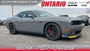 2023 Dodge Challenger R/T Scat Pack in a Destroyer Gray Clear Coat exterior color and Blackinterior. Ontario Auto Center ontarioautocenter.com 