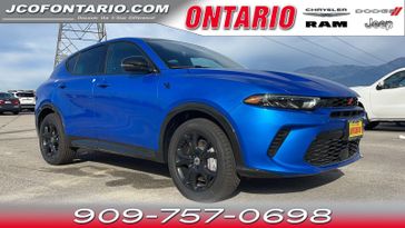 2024 Dodge Hornet R/T Plus in a Blu Bayou exterior color and Blackinterior. Ontario Auto Center ontarioautocenter.com 