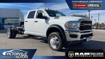 2023 RAM 5500 Tradesman Chassis Crew Cab 4x4 84' Ca in a Bright White Clear Coat exterior color and Diesel Gray/Blackinterior. Victorville Motors Chrysler Jeep Dodge RAM Fiat 760-513-6916 victorvillemotors.com 