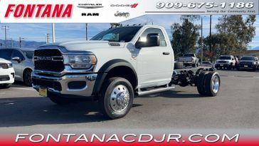 2024 RAM 5500 Chassis Cab Tradesman in a Bright White Clear Coat exterior color and Diesel Gray/Blackinterior. Fontana Chrysler Dodge Jeep RAM (909) 675-1186 fontanacdjr.com 