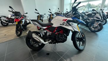2023 BMW G 310 GS in a Polar White / Racing Blue Metallic exterior color. BMW Motorcycles of Jacksonville (904) 375-2921 bmwmcjax.com 
