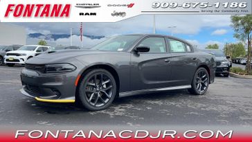 2023 Dodge Charger Gt Rwd in a Granite exterior color and Blackinterior. Fontana Chrysler Dodge Jeep RAM (909) 675-1186 fontanacdjr.com 