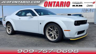 2023 Dodge Challenger Scat Pack Swinger in a White Knuckle exterior color and W5x9interior. Jeep Chrysler Dodge RAM FIAT of Ontario 909-757-0698 jcofontario.com 