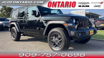 2024 Jeep Wrangler Sport S in a Black Clear Coat exterior color and Blackinterior. Ontario Auto Center ontarioautocenter.com 