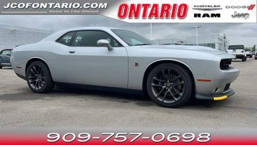 2023 Dodge Challenger R/T Scat Pack in a Triple Nickel exterior color and Blackinterior. Jeep Chrysler Dodge RAM FIAT of Ontario 909-757-0698 jcofontario.com 