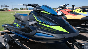 2024 Yamaha VX DELUXE WAUDIO  in a BLACK/ DEEPWATER BLUE exterior color. Rod's Ride On Powersports (608) 788-4514 pixelmotiondemo.com 