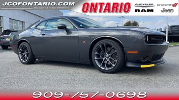 2023 Dodge Challenger R/T Scat Pack in a Granite exterior color and Blackinterior. Jeep Chrysler Dodge RAM FIAT of Ontario 909-757-0698 jcofontario.com 