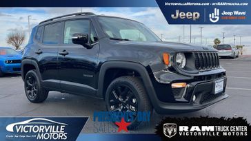 2023 Jeep Renegade Altitude 4x4 in a Black Clear Coat exterior color and Blackinterior. Victorville Motors Chrysler Jeep Dodge RAM Fiat 760-513-6916 victorvillemotors.com 