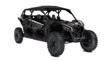 2025 CAN-AM MAVERICK X3 MAX X RS TURBO RR WITH SMARTSHOX TRIPLE BLACK in a TRIPLE BLACK exterior color. Family PowerSports (877) 886-1997 familypowersports.com 