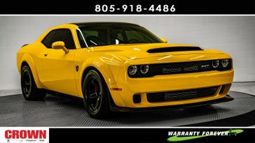 2018 Dodge Challenger SRT Demon in a Yellow Jacket Clear Coat exterior color and Blackinterior. Ventura Auto Center 866-978-2178 venturaautocenter.com 