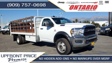 2024 RAM 4500 Chassis Cab Tradesman in a Bright White Clear Coat exterior color and Diesel Gray/Blackinterior. Ontario Auto Center ontarioautocenter.com 