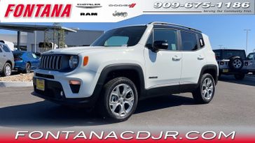 2023 Jeep Renegade Limited 4x4 in a Alpine White Clear Coat exterior color and Blackinterior. Fontana Chrysler Dodge Jeep RAM (909) 675-1186 fontanacdjr.com 
