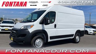 2023 RAM Promaster 2500 Cargo Van High Roof 136' Wb in a Bright White Clear Coat exterior color and Blackinterior. Fontana Chrysler Dodge Jeep RAM (909) 675-1186 fontanacdjr.com 
