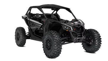 2025 CAN-AM MAVERICK X3 X RS TURBO RR WITH SMARTSHOX TRIPLE BLACK in a TRIPLE BLACK exterior color. Family PowerSports (877) 886-1997 familypowersports.com 