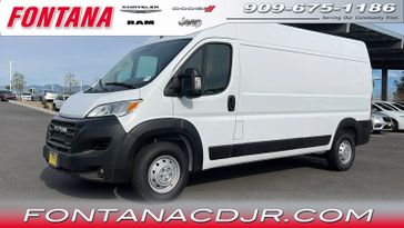 2023 RAM Promaster 2500 Cargo Van High Roof 159' Wb in a Bright White Clear Coat exterior color and Blackinterior. Fontana Chrysler Dodge Jeep RAM (909) 675-1186 fontanacdjr.com 