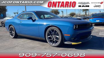 2023 Dodge Challenger Gt in a Frostbite exterior color and Blackinterior. Jeep Chrysler Dodge RAM FIAT of Ontario 909-757-0698 jcofontario.com 