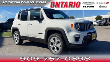 2023 Jeep Renegade Limited 4x4 in a Alpine White Clear Coat exterior color and Blackinterior. Jeep Chrysler Dodge RAM FIAT of Ontario 909-757-0698 jcofontario.com 