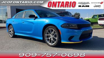 2023 Dodge Charger Gt Rwd in a B5 Blue exterior color and Blackinterior. Jeep Chrysler Dodge RAM FIAT of Ontario 909-757-0698 jcofontario.com 