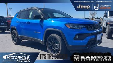 2024 Jeep Compass Latitude 4x4 in a Laser Blue Pearl Coat exterior color. Victorville Motors Chrysler Jeep Dodge RAM Fiat 760-513-6916 victorvillemotors.com 