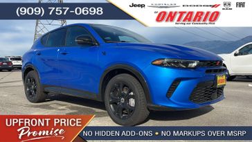 2024 Dodge Hornet R/T Plus in a Blu Bayou exterior color and Blackinterior. Ontario Auto Center ontarioautocenter.com 