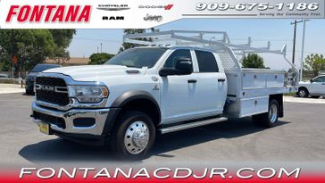 2024 RAM 5500 Tradesman Chassis Crew Cab 4x2 84' Ca in a Bright White Clear Coat exterior color and Diesel Gray/Blackinterior. Fontana Chrysler Dodge Jeep RAM (909) 675-1186 fontanacdjr.com 