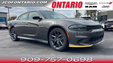 2023 Dodge Charger Gt Rwd in a Granite exterior color and Blackinterior. Jeep Chrysler Dodge RAM FIAT of Ontario 909-757-0698 jcofontario.com 