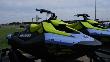 2024 SEADOO PWC SPARK TRIXX 90 BE 1UP IBR 24  in a BLUE- YELLOW exterior color. Family PowerSports (877) 886-1997 familypowersports.com 