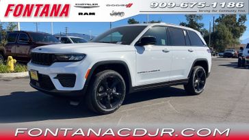 2024 Jeep Grand Cherokee Altitude X 4x4 in a Bright White Clear Coat exterior color and Global Blackinterior. Fontana Chrysler Dodge Jeep RAM (909) 675-1186 fontanacdjr.com 