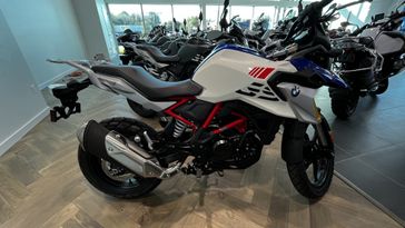 2024 BMW G 310 GS in a POLAR WHITE/RACING BLUE exterior color. BMW Motorcycles of Jacksonville (904) 375-2921 bmwmcjax.com 