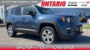 2023 Jeep Renegade Limited 4x4 in a Slate Blue Pearl Coat exterior color and Blackinterior. Jeep Chrysler Dodge RAM FIAT of Ontario 909-757-0698 jcofontario.com 