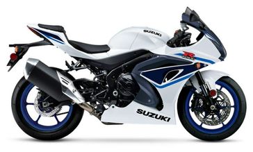 2023 Suzuki GSX-R in a White exterior color. New England Powersports 978 338-8990 pixelmotiondemo.com 