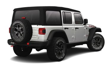 2023 Jeep Wrangler 4-door Rubicon 4x4 in a Bright White Clear Coat exterior color and Blackinterior. Victor Chrysler Dodge Jeep Ram 585-236-4391 victorcdjr.com 