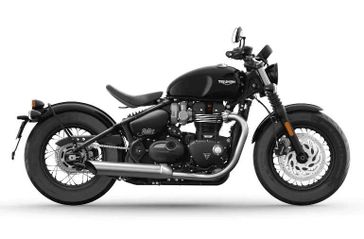 2024 Triumph Bonneville Bobber in a JET BLACK/ASH GRAY exterior color. SoSo Cycles 877-344-5251 sosocycles.com 