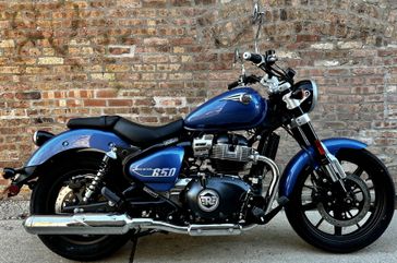 2024 Royal Enfield Super Meteor 650 in a Blue exterior color. Motoworks Chicago 312-738-4269 motoworkschicago.com 