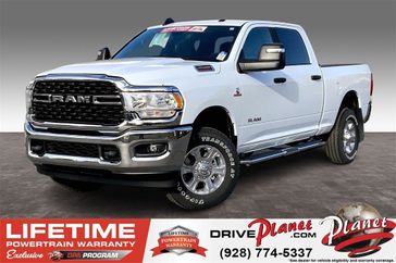 2024 RAM 2500 Big Horn Crew Cab 4x4 6'4' Box in a Bright White Clear Coat exterior color and Diesel Gray/Blackinterior. Planet Chrysler Dodge Jeep Ram FIAT of Flagstaff (928) 569-5797 planetchryslerdodgejeepram.com 