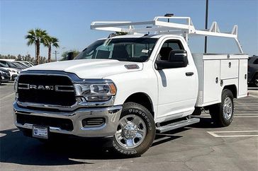 2024 RAM 2500 Tradesman Regular Cab 4x2 8' Box in a Bright White Clear Coat exterior color and Diesel Gray/Blackinterior. I-10 Chrysler Dodge Jeep Ram (760) 565-5160 pixelmotiondemo.com 