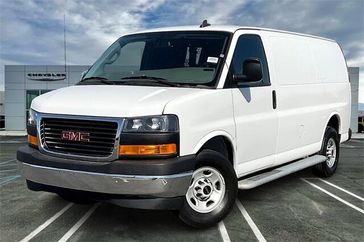 2021 GMC Savana Cargo Work Van in a Summit White exterior color and Jet Black/Medium Dark Pewterinterior. Crystal Chrysler Jeep Dodge Ram (760) 507-2975 pixelmotiondemo.com 