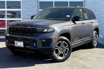 2024 Jeep Grand Cherokee Trailhawk 4xe in a Baltic Gray Metallic Clear Coat exterior color and Global Blackinterior. I-10 Chrysler Dodge Jeep Ram (760) 565-5160 pixelmotiondemo.com 