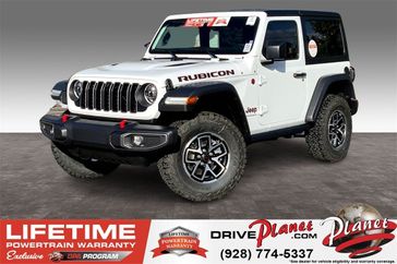 2024 Jeep Wrangler 2-door Rubicon in a Bright White Clear Coat exterior color and Blackinterior. Planet Chrysler Dodge Jeep Ram FIAT of Flagstaff (928) 569-5797 planetchryslerdodgejeepram.com 