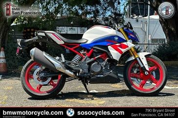 2023 BMW G 310 R in a POLAR WHITE/RACING BLUE M exterior color. SoSo Cycles 877-344-5251 sosocycles.com 