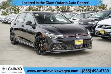 2024 Volkswagen Golf GTI S in a Deep Black Pearl Metallic exterior color and Titan Blk/Scalepaper Pldinterior. Ontario Auto Center ontarioautocenter.com 